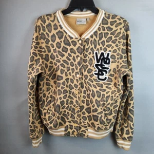 WeSC "We are the Superlative Conspiracy" Wmns S Leopard Letterman Bomber Sweater - Picture 1 of 12