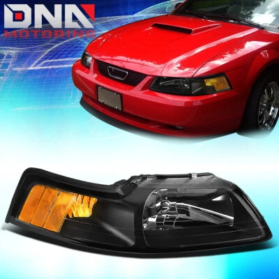 PARA FORD MUSTANG 1999-2004 MONTAJE DE LÁMPARA DE FARO ESTILO DE FÁBRICA DERECHO NEGRO Foto 1 de 4