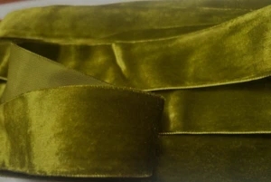 vintage velvet ribbon 1.5" trim 9mm dark moss 1yd made in France - Picture 1 of 2