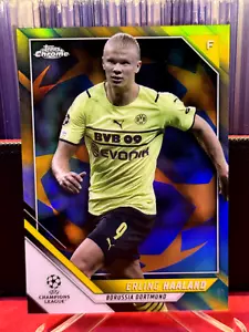 2021-22 Topps Chrome Erling Haaland Blue Gold Starball #42/75 Man City Norway - Picture 1 of 2
