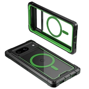 For Google Pixel 8 Case with MagSafe Built-in Screen Hybrid Rugged Cover Green - Picture 1 of 7