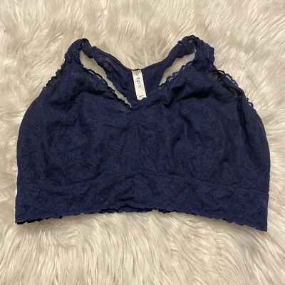 Cacique 22/24 Bralette Blue Lace Wireless RacerBack Pullover  - Image 1 of 4