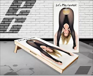 Lets Play Cornhole Girl Funny Cornhole Boards Bean Bag Toss Game - Picture 1 of 4