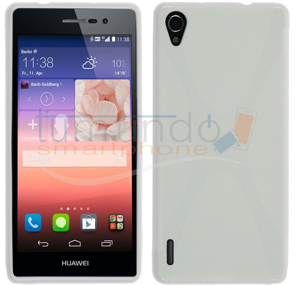 Funda In Gel Tpu X-Line Bianca Per Huawei Ascend P7 In Spagna Case - Immagine 1 di 1