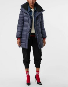 Chaqueta Abrigo Burberry Kington Plumón de Oveja con Capucha, Azul Marino Talla Pequeña Nueva con Etiquetas $1090 - Imagen 1 de 13