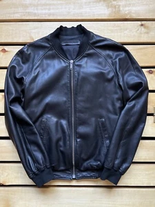 Alexander Mqueen Luxury Bomber Leather Men’s Jacket Skeleton Print Sz. 52 - Picture 1 of 18