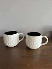 Starbucks 2013 Casi Cielo White Embossed Floral Bronze Coffee Cups Mugs 12 oz.