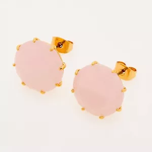 LES NEREIDES LA DIAMANTINE ROUND PALE PINK GLASS STONE STATEMENT EARRINGS - NEW - Picture 1 of 2