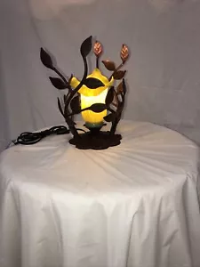 One Light Table Lamp With Hand Blow Glass Shade / Green Cracked - Picture 1 of 10