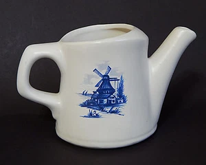 Vintage McCoy Pottery 721 Windmill Watering Can Planter Small Pitcher Blue White - Picture 1 of 10
