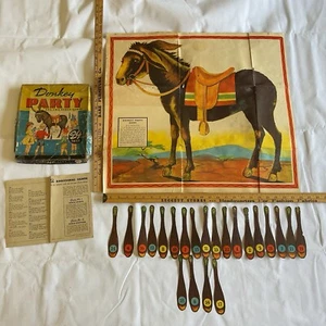 VTG 1941 DONKEY PARTY game Whitman pin tail on the donkey 22/24 original tails - Picture 1 of 14