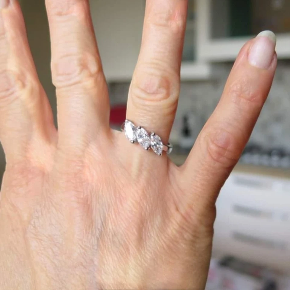 Anello trilogy navette in argento 925 - Immagine 1 di 1