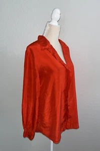 Forte Forte La Seta 100% Silk Orange Habotai Blouse Shirt Split Back sz 2 US 6 M - Picture 1 of 15