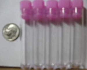 10 3 ml 2"+ plastic test tubes 8 COLOR caps REALLY SMALL 12 x55mm lids cute - Picture 1 of 14