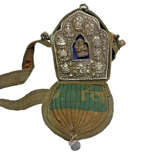 Antique Tibetan Travelling Ghau Shrine With Fabric Travel Case - Picture 1 of 6