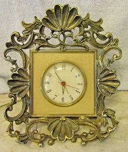 Vintage Mid-Century Modern French Style Ormulu Electric Table Clock - Picture 1 of 7