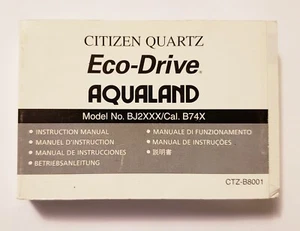 Reloj oficial Citizen cuarzo eco-drive Aqua-Land manual de instrucciones BJ2XXX B74X - Imagen 1 de 1