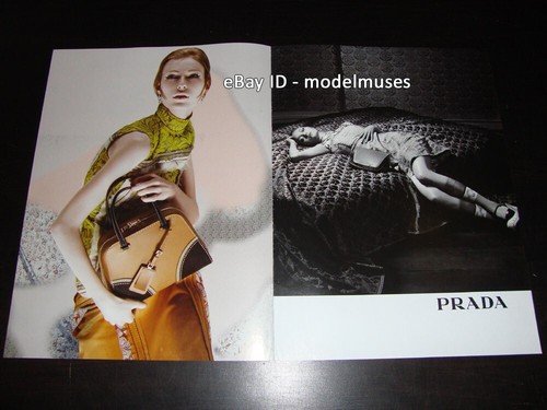 Rivista Prada 2 Pagine STAMPA ANNUNCIO PRIMAVERA 2015 JULIA NOBIS Gemma Ward gambe cosce