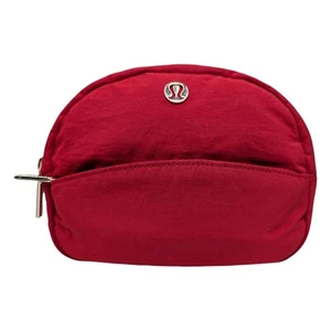 Lululemon Double Zip Pouch Mini Solid Dark Red Nylon 6.5" LW9EAOS - Picture 1 of 11