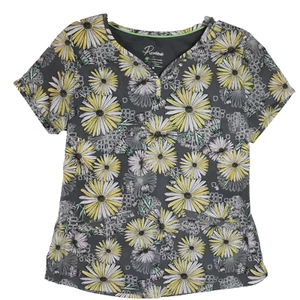Premier By Healing Hands Womens Size M Floral Gray Scrub Top Pullover - Picture 1 of 11