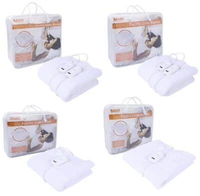 BAUER® ELECTRIC HEATED UNDER BLANKET 3 HEAT SETTINGS SINGLE DOUBLE KING WASHABLE