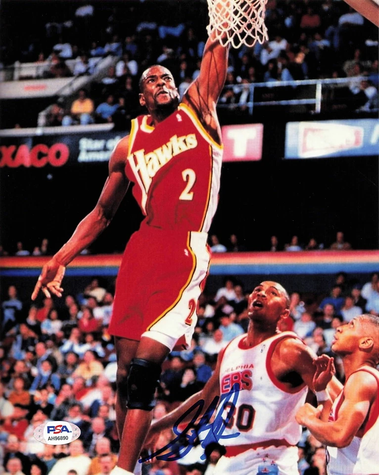 Foto firmada por Stacey Augmon 8x10 PSA/DNA Atlanta Hawks autografiada Foto 1 de 1