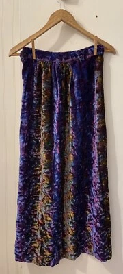 Vintage 1960s Crushed Velvet Multi-color Bohemian Straight Maxi Skirt XS - Image 1 of 3