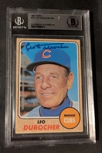 Leo Durocher Signed 1968 Topps Card Chicago Cubs Beckett - Picture 1 of 2