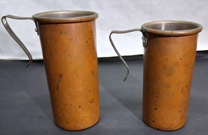 Antique Copper Rum Grog Water Measuring Cups Mugs Tankards 3/4 Cup & 1 Cup - Picture 1 of 9