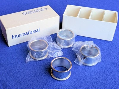 Juego de 4 anillos de servilletas International Silver Co de colección caja 0644/S plateados Foto 1 de 4