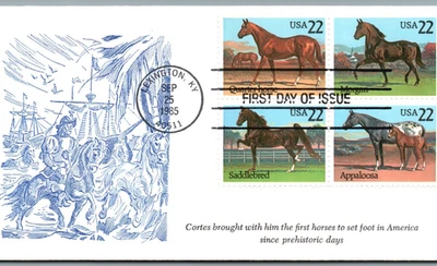 First Day Issue1985-Quarter horse Morgan Saddlebred Appaloosa-pB318 - Image 1 of 4