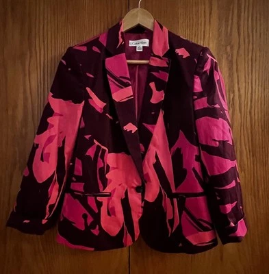 Blazer Traje Chaqueta Calvin Klein Wms Púrpura Ciruela Talla 4 Elegante Carrera Maximalista Foto 1 de 4