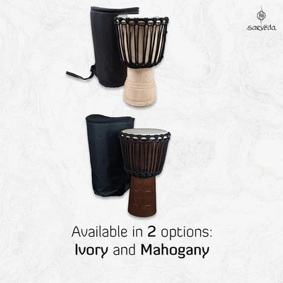 Tambour Djembé Africain - Tambour à main en bois naturel avec peau de... - Photo 1/4