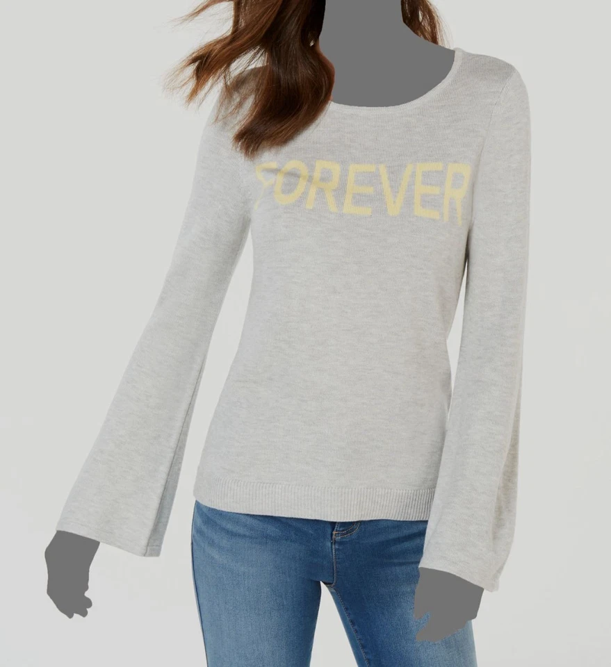Inc Womens Forever Gray Graphic Knit Shirt Pullover Sweater Top M BHFO 7937