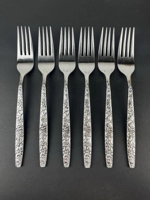 Set Of (6) Ekco Eterna LAS PALMAS Stainless DINNER FORKS Flatware Vintage Japan - Image 1 of 4