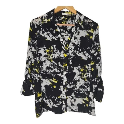 Alice & Olivia Womens Divine Opal Print Button Up Silk Blouse Medium - Image 1 of 4
