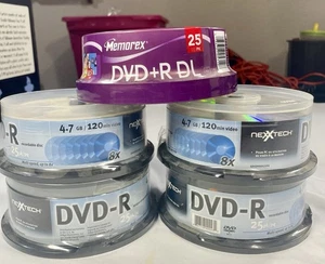 Nexxtech 25-Pack DVD-R x4 & Memorex DVD-R-DL 25 Pack NOS - Picture 1 of 4