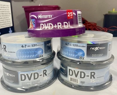 Nexxtech 25-Pack DVD-R x4 & Memorex DVD-R-DL 25 Pack NOS - Image 1 of 4