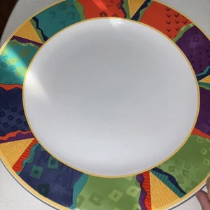 Serving Plate-Vibrato Oneida Table Trends Stoneware White With Color Trim - Picture 1 of 7