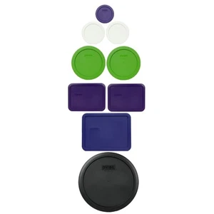 Pyrex (1) 7202-PC Plum, (2) 7200-PC White, (2) 7201-PC Lawn Green, (2) 7210-PC  - Picture 1 of 12