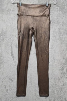 SPANX Legging Womens Sz Brown Metall Faux Leather Stretch Everyday Wet Look 2437 - Image 1 of 4
