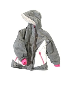 Winter Coat Girls 5  6 ZeroXposur Jacket Hood Gray Pink Zip Pockets - Picture 1 of 15