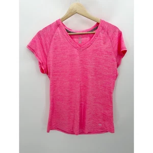 Legend Neon Pink Kurzarm V-Ausschnitt Activewear T-Shirt Damen Gr. Large L - Bild 1 von 7