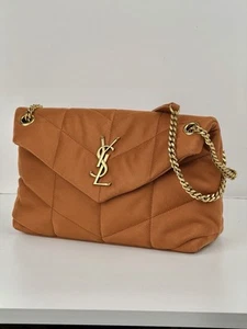 Saint Laurent Loulou Puffer orange Shoulder Bag Quilted canvas Small - Picture 1 of 6