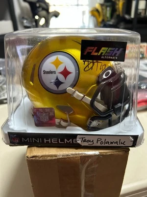 TROY POLAMALU SIGNED PITTSBURGH STEELERS FLASH MINI HELMET BECKETT COA - Image 1 of 4