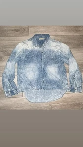Camisa Ombre Denim Manga Larga Hippie Laundry Talla Mediana Alta Baja Abotonada  - Imagen 1 de 7