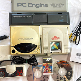 PC Engine Console + CD-ROM2 CDR-30A w/ INTERFACE UNIT IFU-30A + Games Working JP