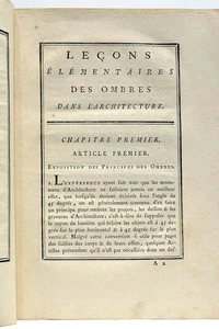 LAGARDETTE (C.M. de). Leçons Elémentaires des Ombres dans l'Architecture fa 1786 - Imagen 1 de 10