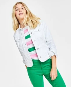 Charter Club White Denim Stretch Jacket Size Medium M NWT $79 - Picture 1 of 2