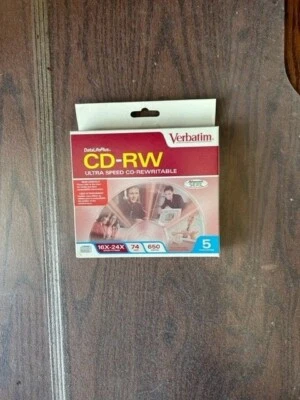 Verbatim CD-RW 74 Min DataLifePlus Ultra Speed 16X 24X 650 MB 5 Pack - Image 1 of 2